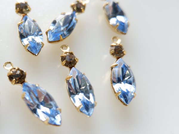 画像3: ヴィンテージ　スワロフスキーラインストーン【ダブル　ライトサファイア×ブラックダイヤモンド】15×7　2個　 (3)