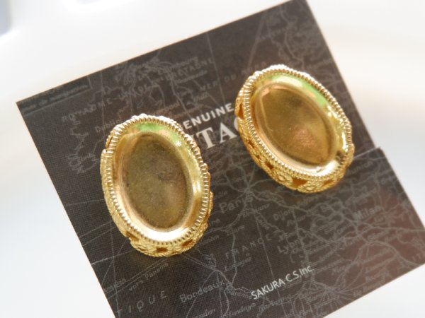 画像7: ミリアムハスケル・刻印有り　デッドストック【14×10ミリ　カボション用・イヤリング】1ペア (7)