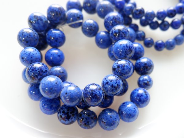 画像2: ドイツヴィンテージ　ラピスラズリ色ラウンドビーズ【10ミリ】約42粒 (2)
