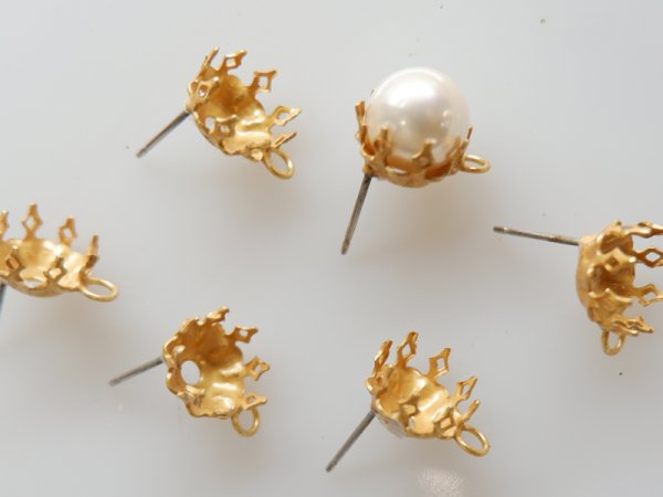 画像2: ミリアムハスケルデッドストック【マットゴールド・カン付きピアス金具】1ペア (2)