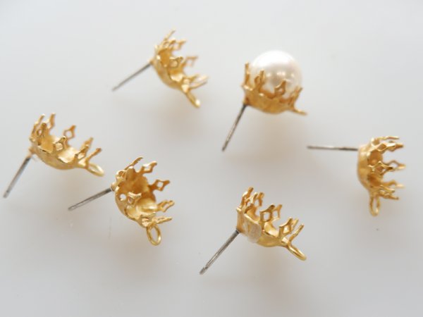 画像1: ミリアムハスケルデッドストック【マットゴールド・カン付きピアス金具】1ペア (1)