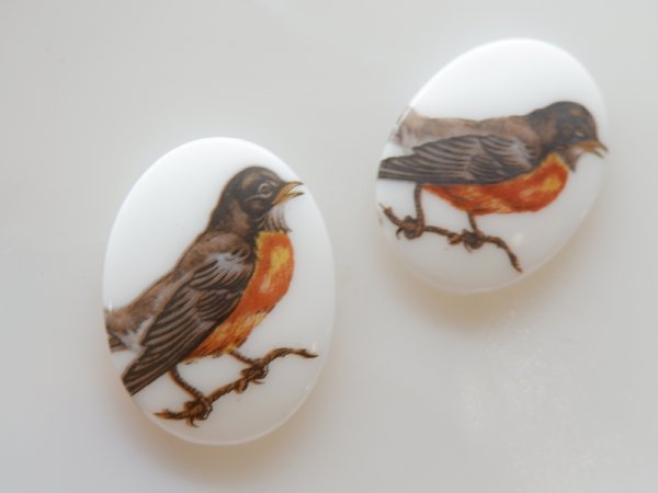 画像3: ドイツヴィンテージ　ガラス製カメオ　40×30ミリ【バードL】1個 (3)