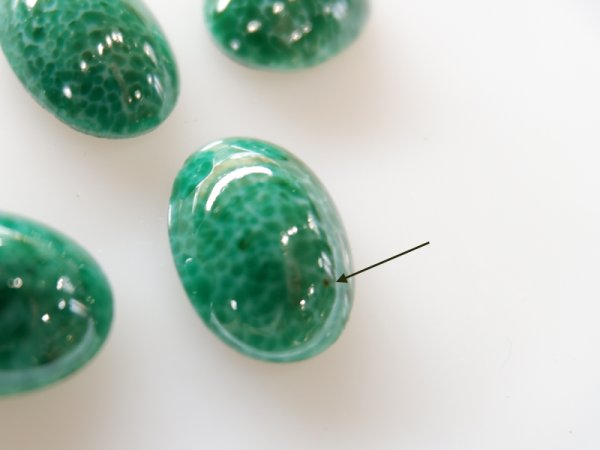 画像4: チェコヴィンテージ　ガラスカボション　 25×18ミリ【グリーンマトリックス】1個 (4)