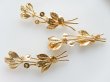 画像4: USAヴィンテージ・ゴールドメッキ　未完成ブローチ【トリプル】1個　芯立て金具 (4)