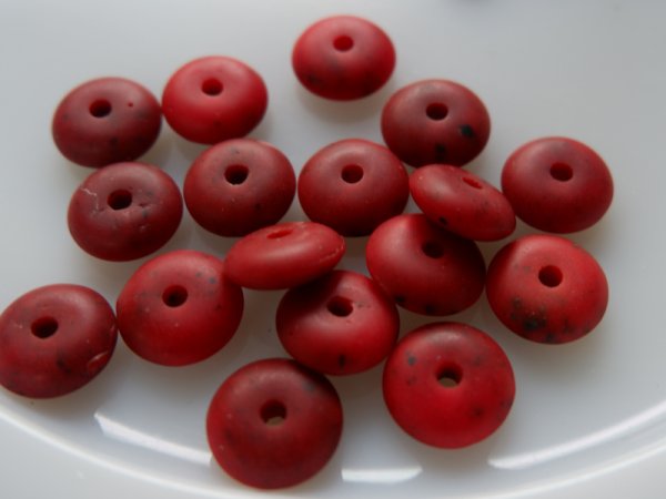 画像2: アフリカントレードビーズ　ソーサー大12ミリ【赤褐色】10個 (2)