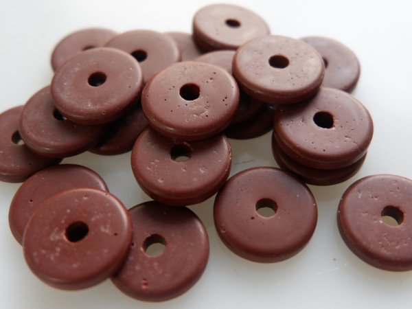 画像3: アフリカントレードビーズ　ディスク15〜16ミリ【ブラウン】10個 (3)