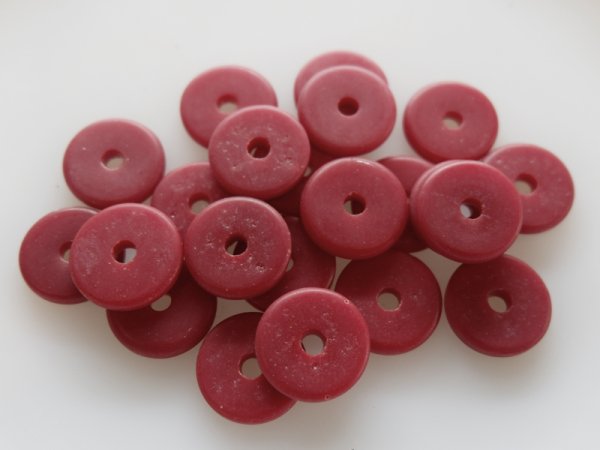 画像1: アフリカントレードビーズ　ディスク15〜16ミリ【赤褐色】10個 (1)