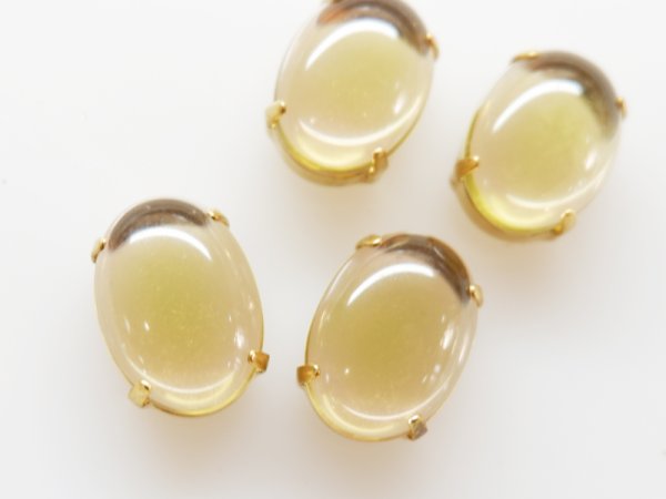 画像4: ドイツヴィンテージ　ガラスカボション＋縫い付け用台座【18×13ミリ ジョンキル×ローズ】2個　 (4)