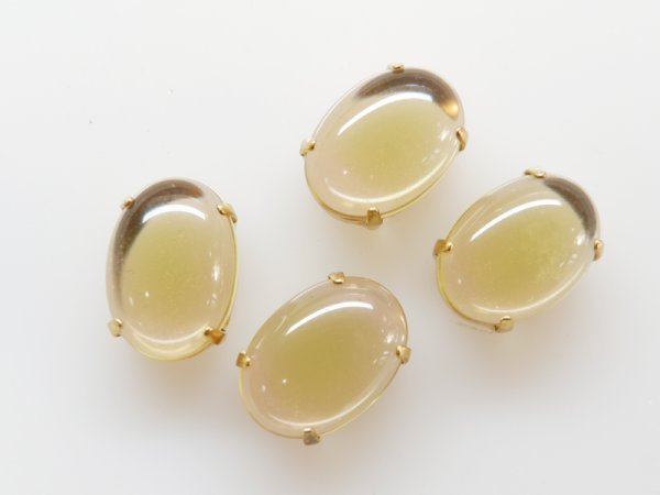 画像3: ドイツヴィンテージ　ガラスカボション＋縫い付け用台座【18×13ミリ ジョンキル×ローズ】2個　 (3)