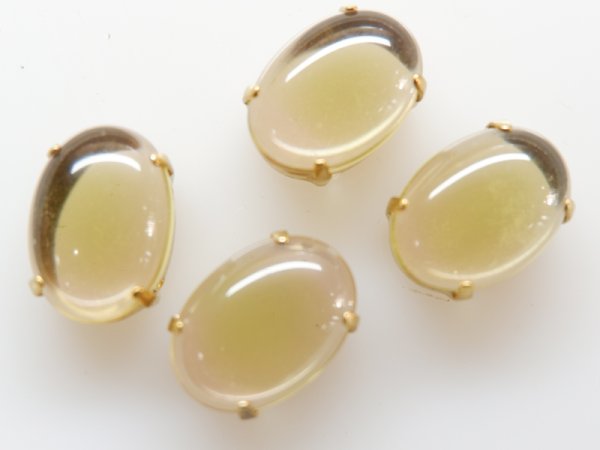 画像2: ドイツヴィンテージ　ガラスカボション＋縫い付け用台座【18×13ミリ ジョンキル×ローズ】2個　 (2)