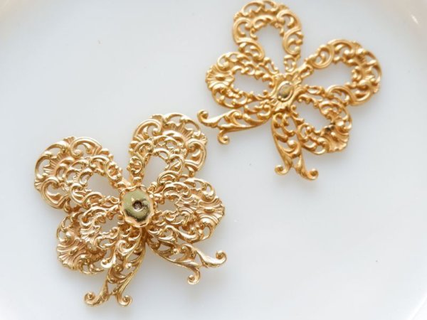 画像3: ミリアムハスケル　マットゴールド【デコレーション・リボンフィリグリーセット】46ミリ　1個　　0328 (3)