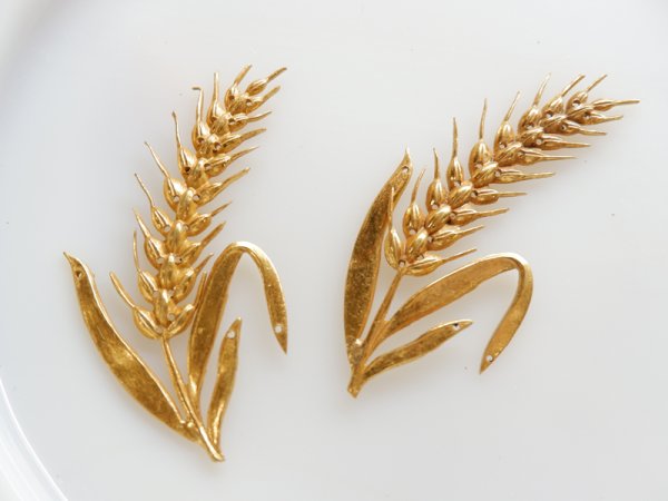 画像4: ミリアムハスケル　ゴールドメッキ・スタンピング【穴開き　ウィート】1個 (4)