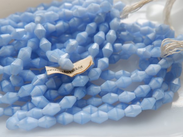 画像3: チェコヴィンテージ・ガラスビーズ【ロングビーコン・7.3ミリ・ブルー　水色】300個1束　【A】 (3)