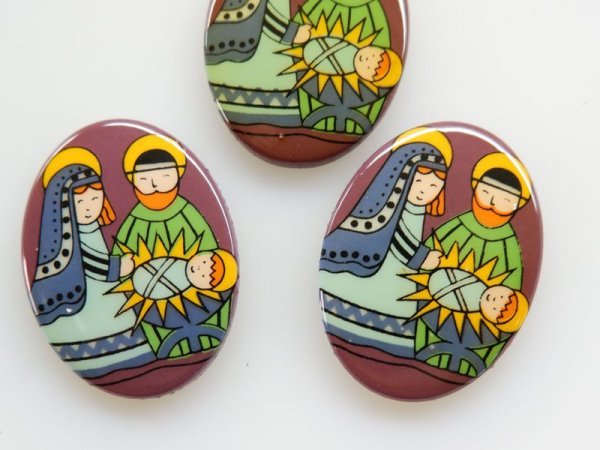 画像2: ドイツヴィンテージ　プラスチックカメオ40×30ミリ【クリスマス　C】1個 (2)