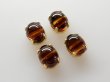 画像2: チェコヴィンテージ　ガラスカボション＋縫付け用台座 10×8ミリ【ブラウンストライプ】4個 (2)