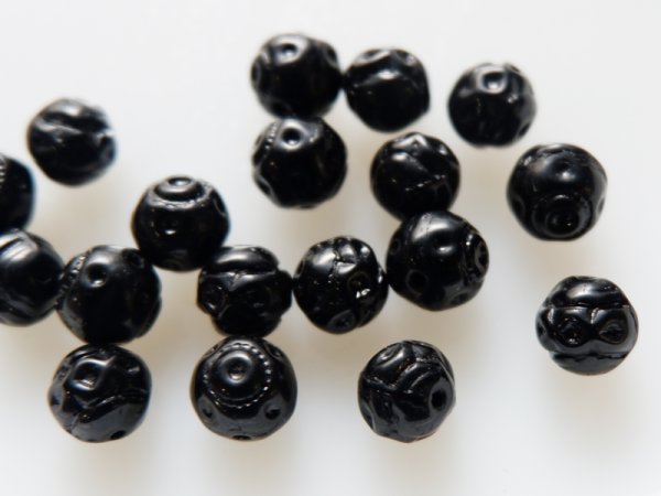 画像4: チェコヴィンテージ・ガラスビーズ【丸い模様のラウンドビーズ】7-8ミリ (4)