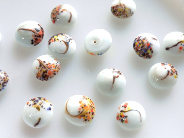 画像3: ジャパンヴィンテージ　ガラスカボション【ホワイトベース・ツリー】15ミリ前後　2個 (3)