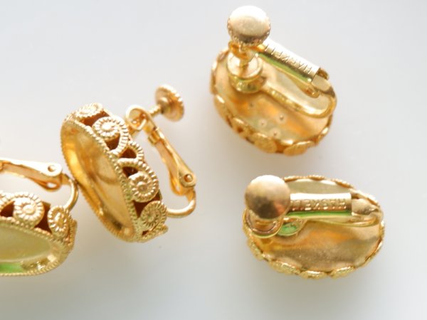 画像6: ミリアムハスケル・刻印有り　デッドストック【14×10ミリ　カボション用・イヤリング】1ペア (6)