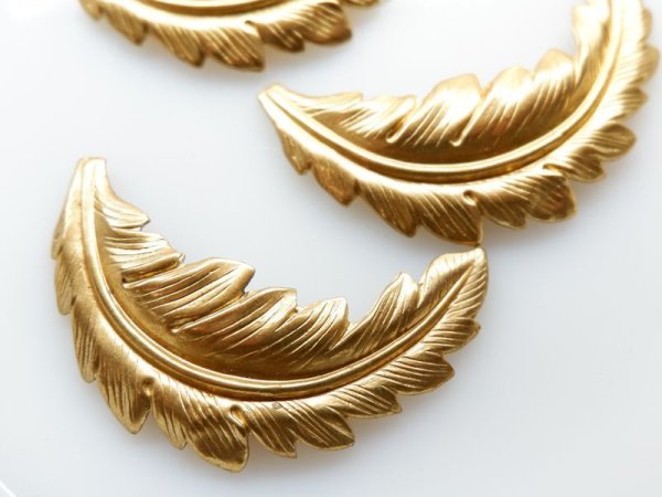 画像3: USAヴィンテージ真鍮製【ラージフェザー・スタンピング】ハスケルパーツ (3)