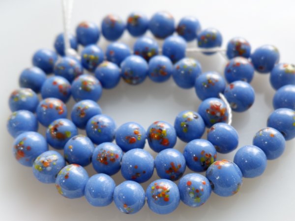 画像3: ジャパンヴィンテージ　ガラスビーズ【スプラッター・ブルー】50個 (3)