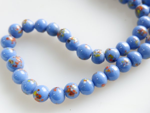 画像2: ジャパンヴィンテージ　ガラスビーズ【スプラッター・ブルー】50個 (2)