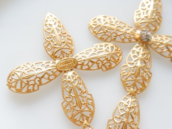 画像2: ミリアムハスケル　バックスタンプ有り　ロシアンゴールド　クロスフィリグリー・セット　1個 (2)