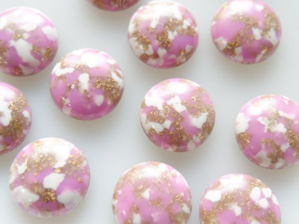 画像4: ドイツヴィンテージのカボション【ピンクパープル　モザイク】約18ミリ　2個 (4)