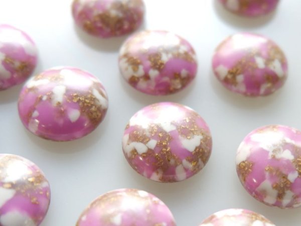 画像3: ドイツヴィンテージのカボション【ピンクパープル　モザイク】約18ミリ　2個 (3)