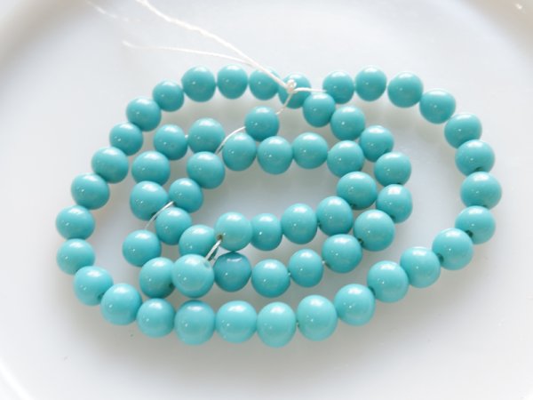 画像3: ジャパンヴィンテージ　ターコイズ色のラウンドビーズ　直径約9-10mm 60粒 (3)