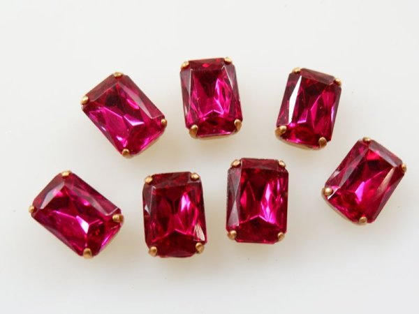 画像3: チェコヴィンテージ【オクタゴン・ローズ】縫付け用台座　14×10mm　2個 (3)