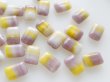 画像3: チェコヴィンテージ・ガラスビーズ【レクタングル　パープル×イエロー　12×8ミリ】6個 (3)