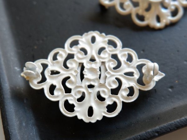 画像3: USAヴィンテージ　未完成パーツ【ホワイトオーロラ・フィリグリー　14×10ミリセッティング】1個 (3)