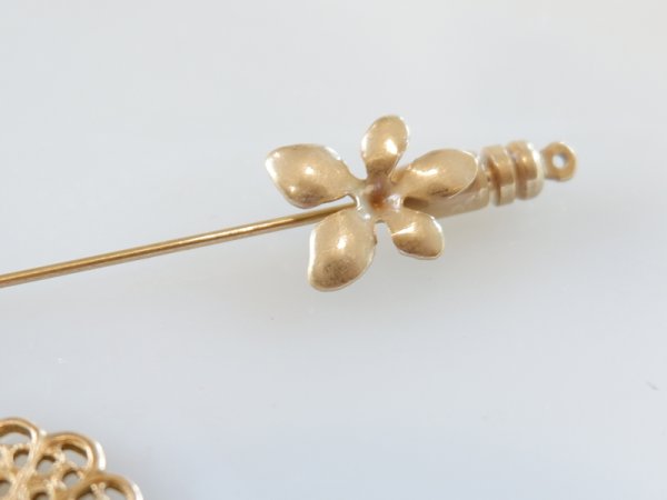 画像4: 当店加工 ミリアムハスケル風・ジャボットピン【フラワー】ピンキャッチセット　　ピンブローチ (4)